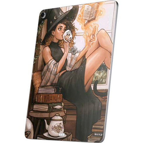Cozy Autumn Library Witch with Cat and Coffee by Ivy Dolamore Apple iPad Air Skin