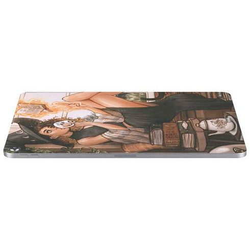 Cozy Autumn Library Witch with Cat and Coffee by Ivy Dolamore Apple iPad Air Skin