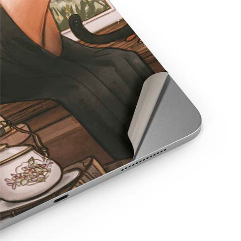 Cozy Autumn Library Witch with Cat and Coffee by Ivy Dolamore Apple iPad Air Skin