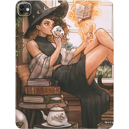 Cozy Autumn Library Witch with Cat and Coffee by Ivy Dolamore iPad Pro 13in M4 (2024) Skin
