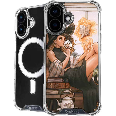 Cozy Autumn Library Witch with Cat and Coffee by Ivy Dolamore iPhone 16 MagSafe Case