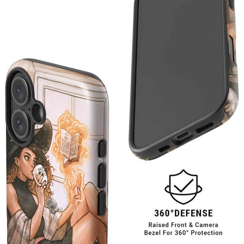 Cozy Autumn Library Witch with Cat and Coffee by Ivy Dolamore iPhone 16 Magsafe Impact Case