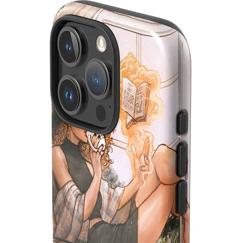 Cozy Autumn Library Witch with Cat and Coffee by Ivy Dolamore iPhone 16 Pro Impact Case