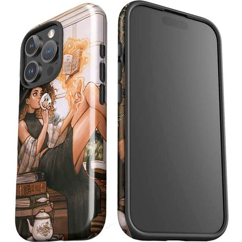 Cozy Autumn Library Witch with Cat and Coffee by Ivy Dolamore iPhone 16 Pro Impact Case