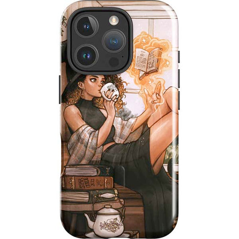 Cozy Autumn Library Witch with Cat and Coffee by Ivy Dolamore iPhone 16 Pro Magsafe Impact Case