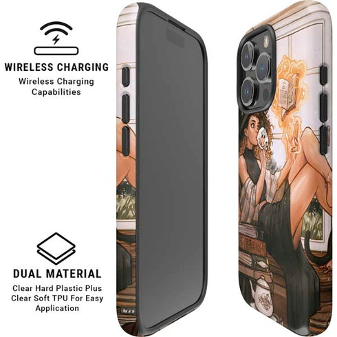 Cozy Autumn Library Witch with Cat and Coffee by Ivy Dolamore iPhone 16 Pro Max Magsafe Impact Case