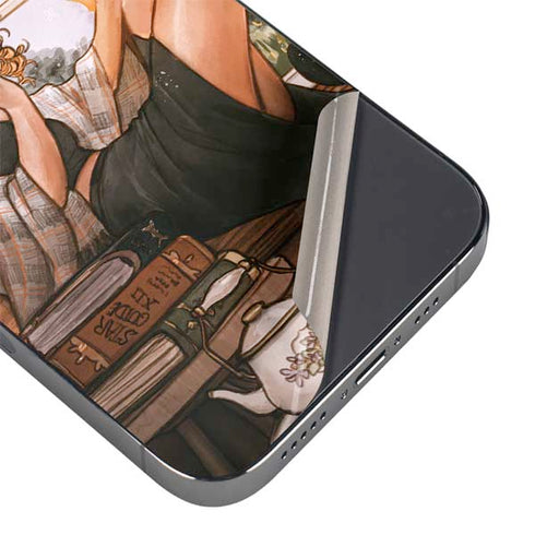 Cozy Autumn Library Witch with Cat and Coffee by Ivy Dolamore iPhone 16 Pro Max Skin