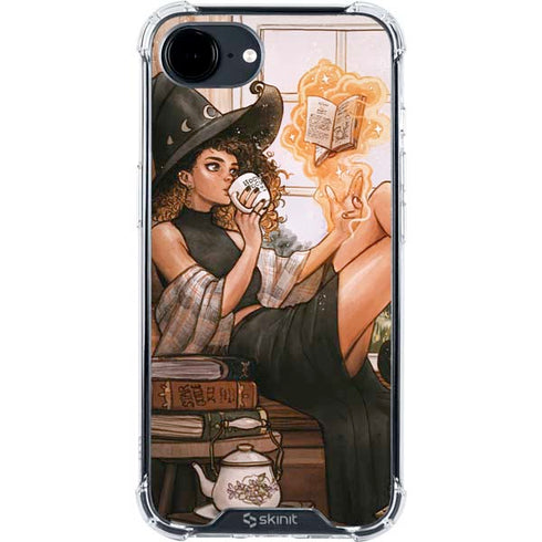 Cozy Autumn Library Witch with Cat and Coffee by Ivy Dolamore iPhone 16e Clear Case
