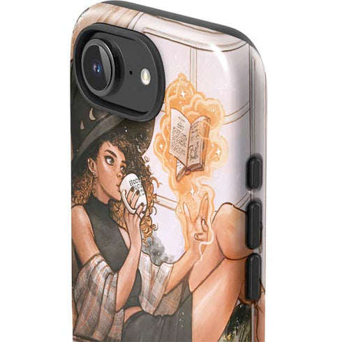 Cozy Autumn Library Witch with Cat and Coffee by Ivy Dolamore iPhone 16e Impact Case
