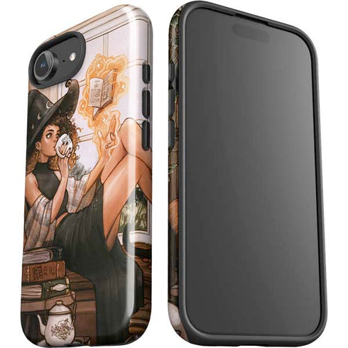 Cozy Autumn Library Witch with Cat and Coffee by Ivy Dolamore iPhone 16e Impact Case