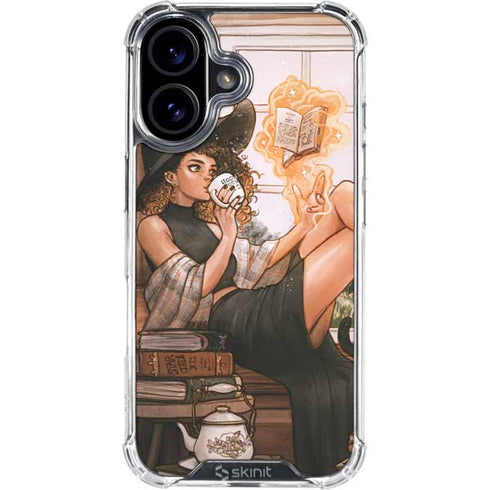 Cozy Autumn Library Witch with Cat and Coffee by Ivy Dolamore iPhone 17 Clear Case