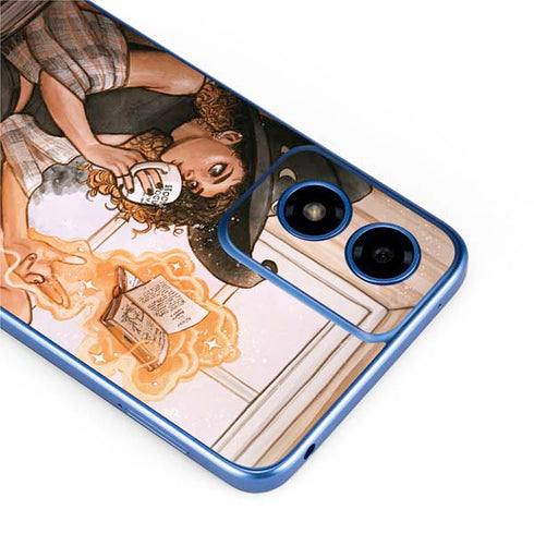 Cozy Autumn Library Witch with Cat and Coffee by Ivy Dolamore Moto G Play 4G (2024) Skin