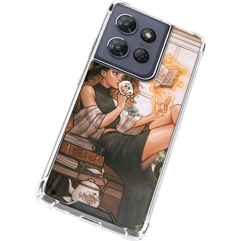 Cozy Autumn Library Witch with Cat and Coffee by Ivy Dolamore Moto G Power 5G (2025) Clear Case