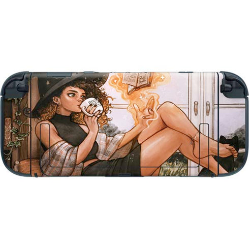 Cozy Autumn Library Witch with Cat and Coffee by Ivy Dolamore Nintendo Switch 2 (2025) with Joy-Con Skin