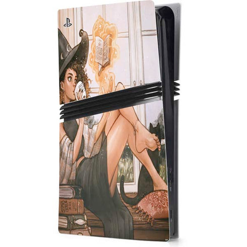Cozy Autumn Library Witch with Cat and Coffee by Ivy Dolamore PlayStation PS5 Skins