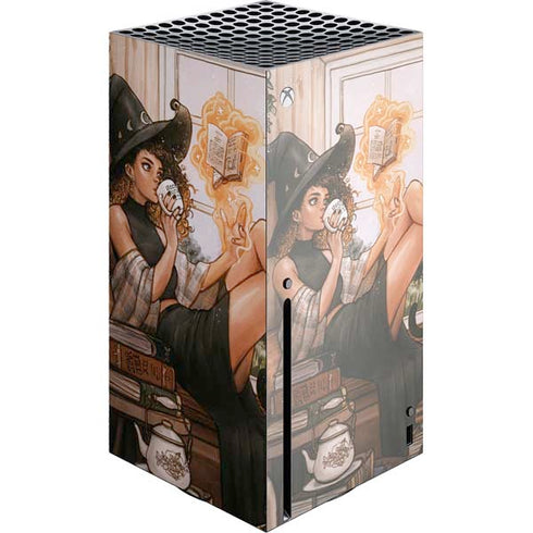 Cozy Autumn Library Witch with Cat and Coffee by Ivy Dolamore Xbox Series X Skins