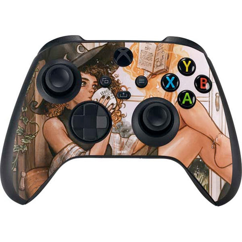 Cozy Autumn Library Witch with Cat and Coffee by Ivy Dolamore Xbox Series X Skins