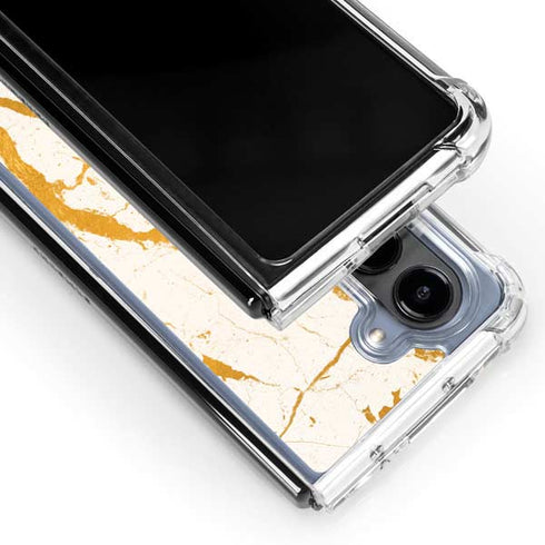 Cracked Marble Galaxy Z Fold5 5G Clear Case