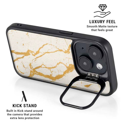 Cracked Marble iPhone 15 Kickstand Case
