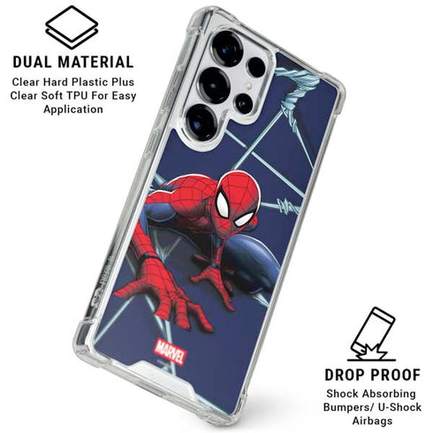 Marvel Spiderman Crawling Spiderman Galaxy S25 Ultra Clear Case