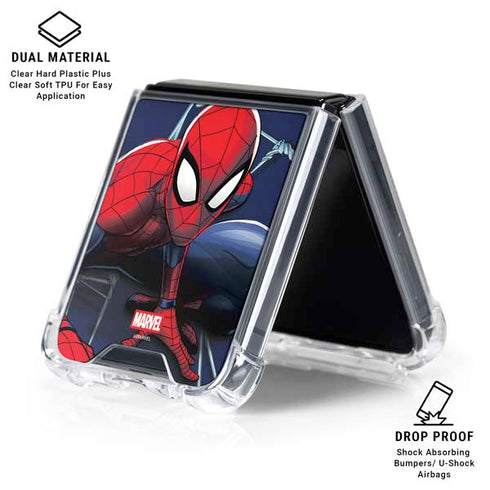 Marvel Spiderman Crawling Spiderman Galaxy Z Flip7 Clear Case
