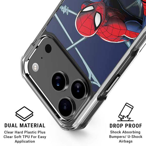 Marvel Spiderman Crawling Spiderman iPhone 17 Pro Clear Case
