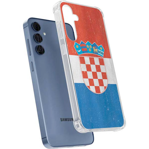 Croatia Flag Distressed Galaxy A55 5G Clear Case