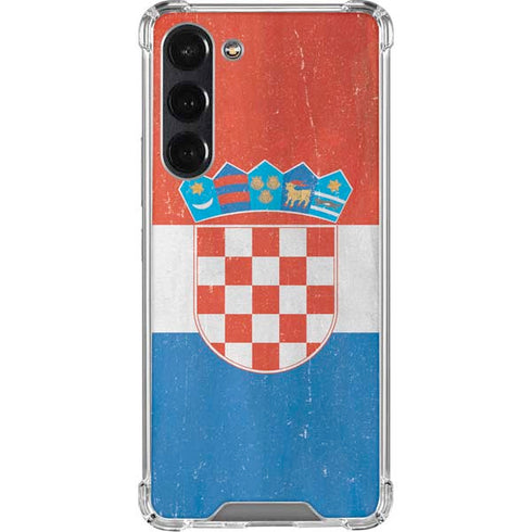 Croatia Flag Distressed Galaxy S24 FE Clear Case
