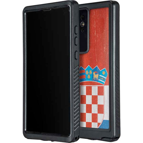 Croatia Flag Distressed Galaxy S24 Ultra Waterproof Case