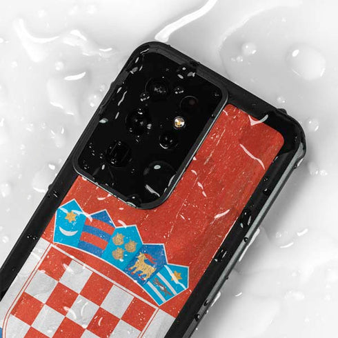 Croatia Flag Distressed Galaxy S24 Ultra Waterproof Case
