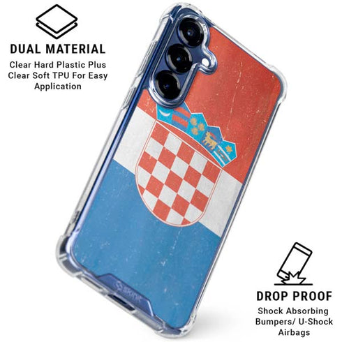 Croatia Flag Distressed Galaxy S25 Clear Case