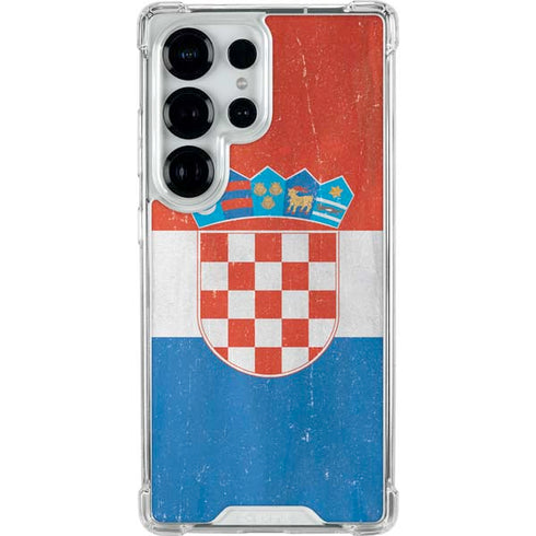 Croatia Flag Distressed Galaxy S25 Ultra Clear Case