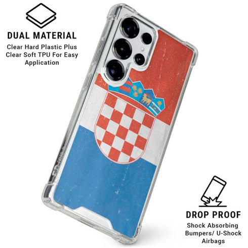 Croatia Flag Distressed Galaxy S25 Ultra Clear Case