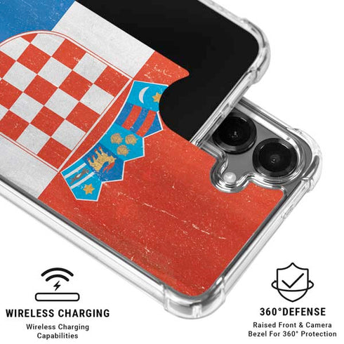 Croatia Flag Distressed Galaxy S26 Clear Case