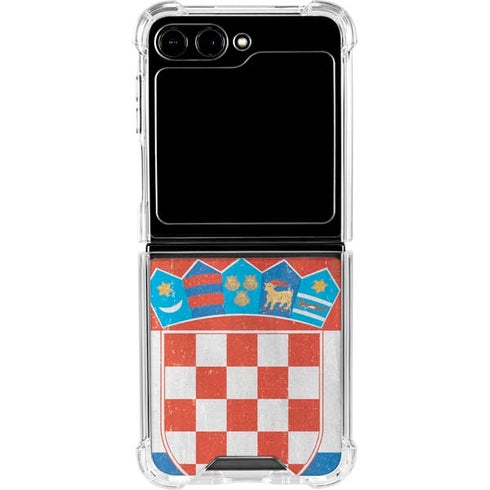 Croatia Flag Distressed Galaxy Z Flip6 Clear Case