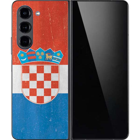 Croatia Flag Distressed Galaxy Z Fold5 5G Skin