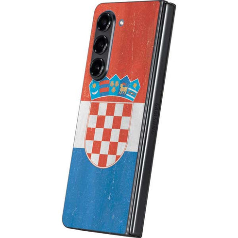 Croatia Flag Distressed Galaxy Z Fold5 5G Skin