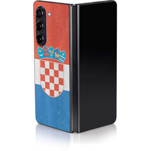 Croatia Flag Distressed Galaxy Z Fold5 5G Skin