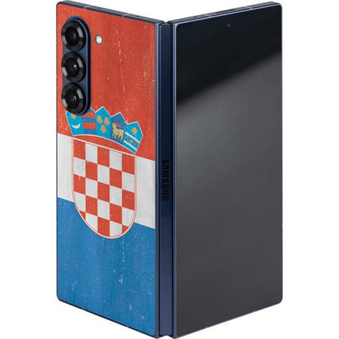 Croatia Flag Distressed Galaxy Z Fold6 Skin