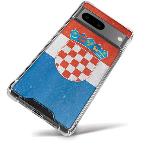 Croatia Flag Distressed Google Pixel 8a Clear Case