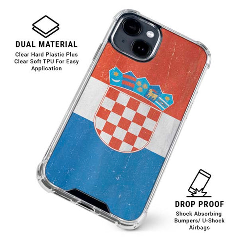Croatia Flag Distressed iPhone 15 Clear Case