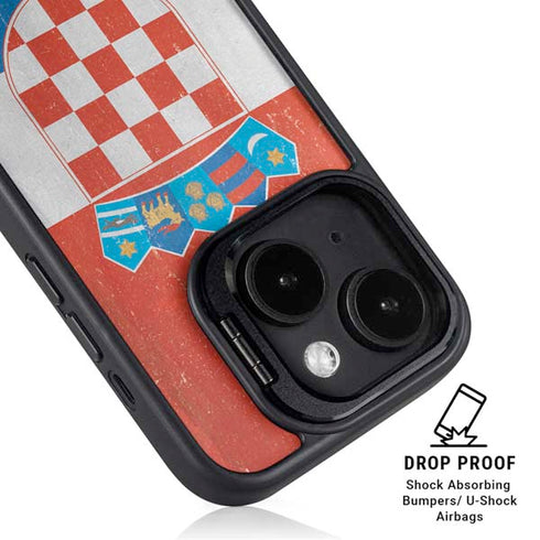 Croatia Flag Distressed iPhone 15 Plus Kickstand Case