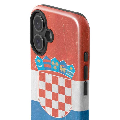 Croatia Flag Distressed iPhone 16 Impact Case