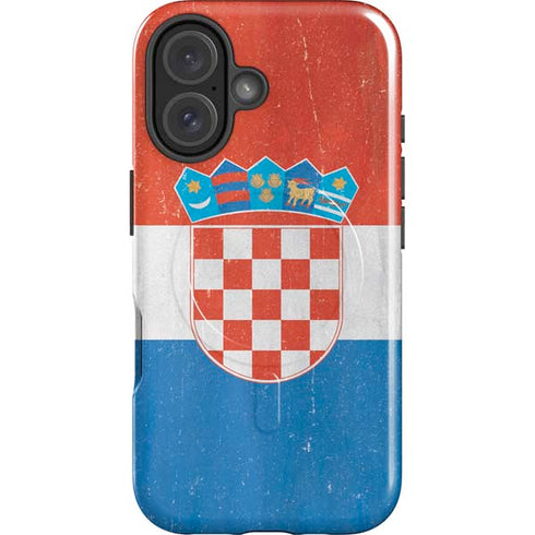 Croatia Flag Distressed iPhone 16 Magsafe Impact Case
