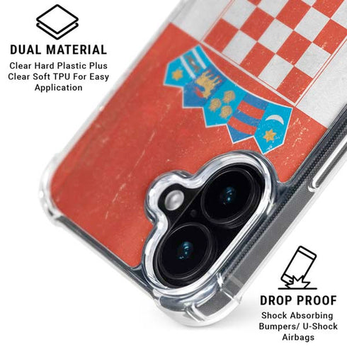 Croatia Flag Distressed iPhone 16 Plus Clear Case