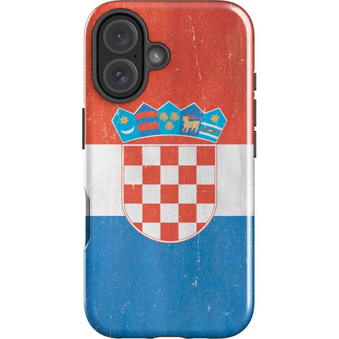Croatia Flag Distressed iPhone 16 Plus Impact Case