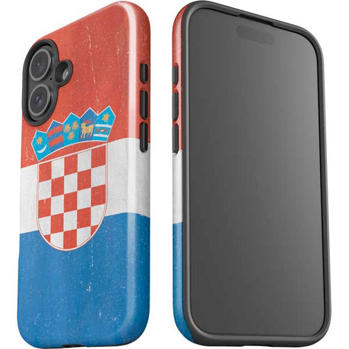 Croatia Flag Distressed iPhone 16 Plus Impact Case