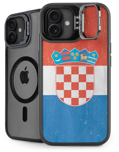 Croatia Flag Distressed iPhone 16 Plus Kickstand Case