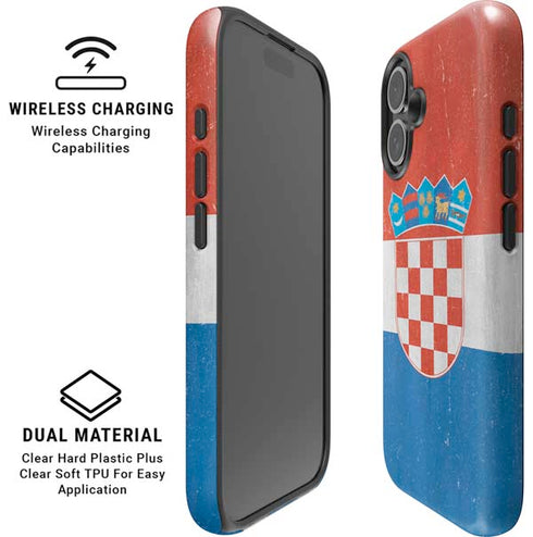 Croatia Flag Distressed iPhone 16 Plus Magsafe Impact Case