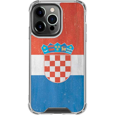 Croatia Flag Distressed iPhone 16 Pro Clear Case